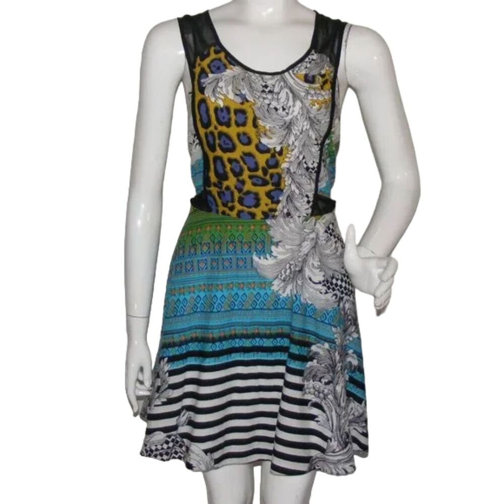 W118 WALTER BAKER Dress, L, Skater, Bold Print, Mesh shoulder/Waist, Slvless